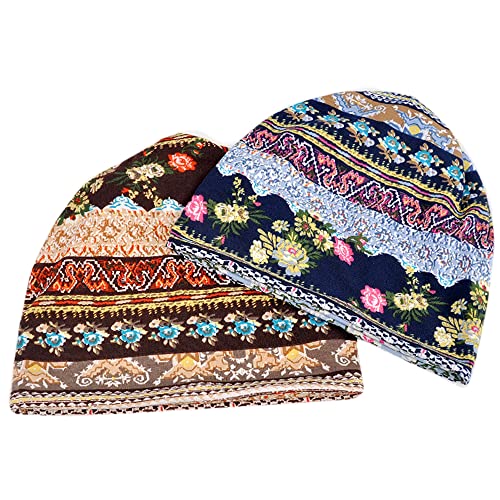 Women's Baggy Slouchy Beanie Chemo Hat Cap Scarf - color: 3 Pack-multicolor C