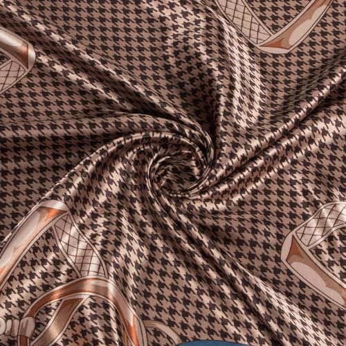 RIIQIICHY Head Scarf for Women Like Silk Scarf Hair Scarf Printed Square Scarf Bandanas for Women 35 Inches - color: Navy/Turquoise/Tan