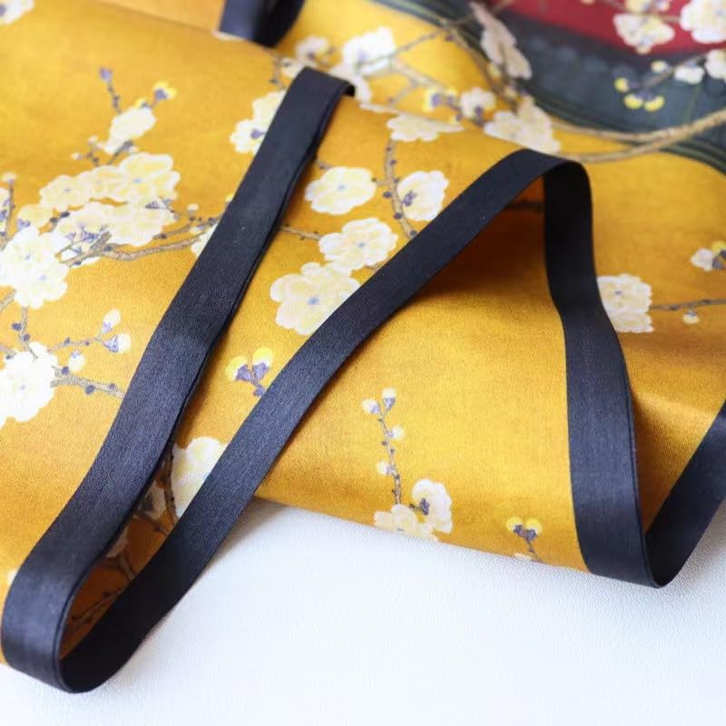 ANDANTINO 100% Silk Scarf for Women 59”*6.3” Long Shawls for Headscarf and Neck- Oblong Hair Wraps with Gift Packed - color: Yellow&red
