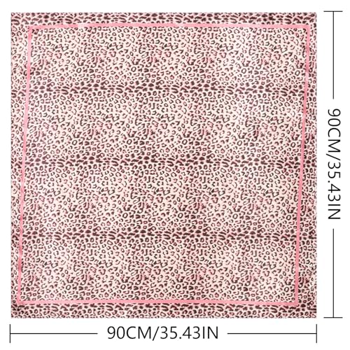 AWAYTR Satin Silk Scarf - Large Hair Bandana, Sleeping Wrap for Women - color: Leopard Print (Pink)