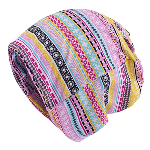 KAKU NANU Women Turban Chemo Beanies Pre Tied Caps Baggy Slouchy Headwear Sleep Scarf - color: Tribal Ethnic