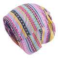KAKU NANU Women Turban Chemo Beanies Pre Tied Caps Baggy Slouchy Headwear Sleep Scarf - color: Tribal Ethnic