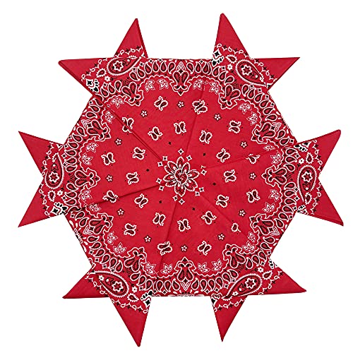 6 Pack 12 Pack Bandanas 2 Sides Printed 22inch Unisex Cowboy Kerchiefs - color: Red-6 Pack