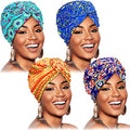 SATINIOR 4 Pieces African Pattern Headwrap Pre-Tied Bonnet Turban Knot Beanie Cap Headwrap Hat - style: Classic