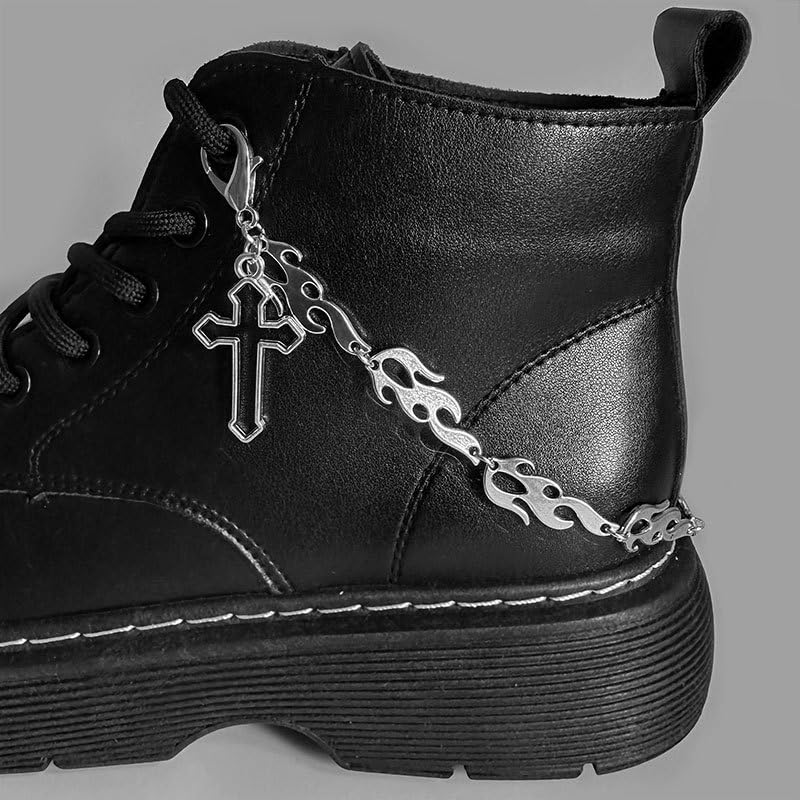 2 PCS Silver Fire Cross Shoe Chain Martin Boots Canvas Shoes Shoes Boot Decoration