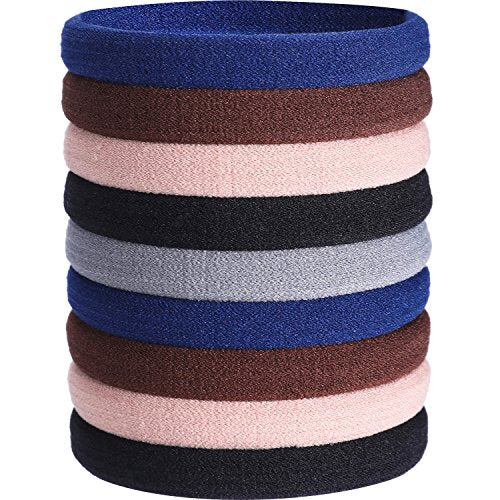 EBOOT 20 Pieces Large Stretchy Hair Ties Elastic Braids Bands Ponytail Holders Headband for Thick Heavy and Curly Hair School Home(Natural Color,5 cm in Diameter, 1 cm in Width) - color: Natural Color