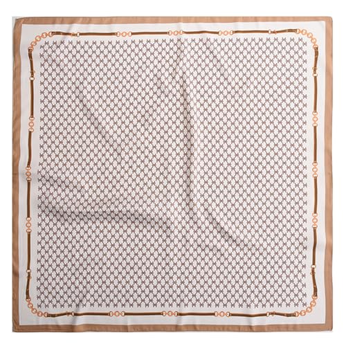 Women's Square Silk Like Head Scarf Large 35 inch Silk Feeling Hair Wrapping Satin Scarves for Sleeping Bandanas - color: A002-2 Twill Light Brown