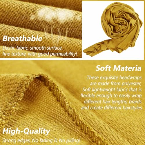 Head Wraps for Black Women African Head Wrap Lightweight for Women Long Plain Turban Hair Scarf Scarves - color: 1 Pc-ginger Yellow