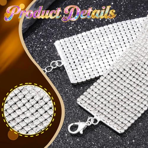 ACEDRE Rhinestone Bracelet Silver Bling Diamond Rows Chain Bracelets Jewelry for Women