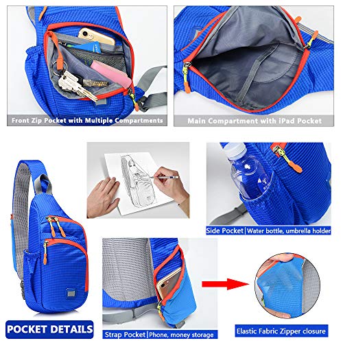 Peicees Small Sling Backpack Waterproof Unisex Shoulder Bag Chest Crossbody Daypack - color: Orange, size: Small