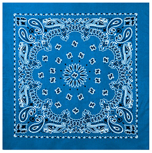 Rothco Trainmen Paisley Bandana 27” x 27” Extra‑Large 100% Cotton Head Wrap Scarf Multi‑Use - color: Royal Blue