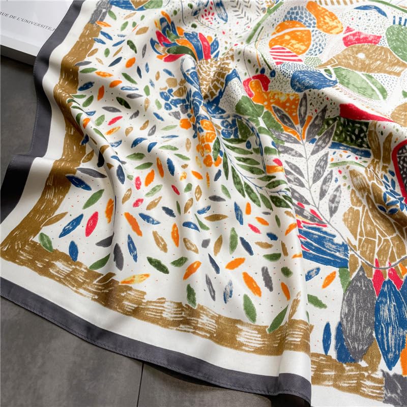 Women's Square Silk Like Head Scarf Large 35 inch Silk Feeling Hair Wrapping Satin Scarves for Sleeping Bandanas - color: A008-3 Twill Green