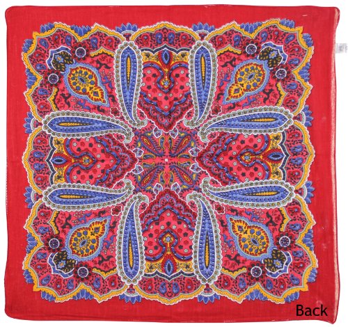 Sunshine Joy Paisley Hippie Bandana 22x22 Inches - color: Classic Red
