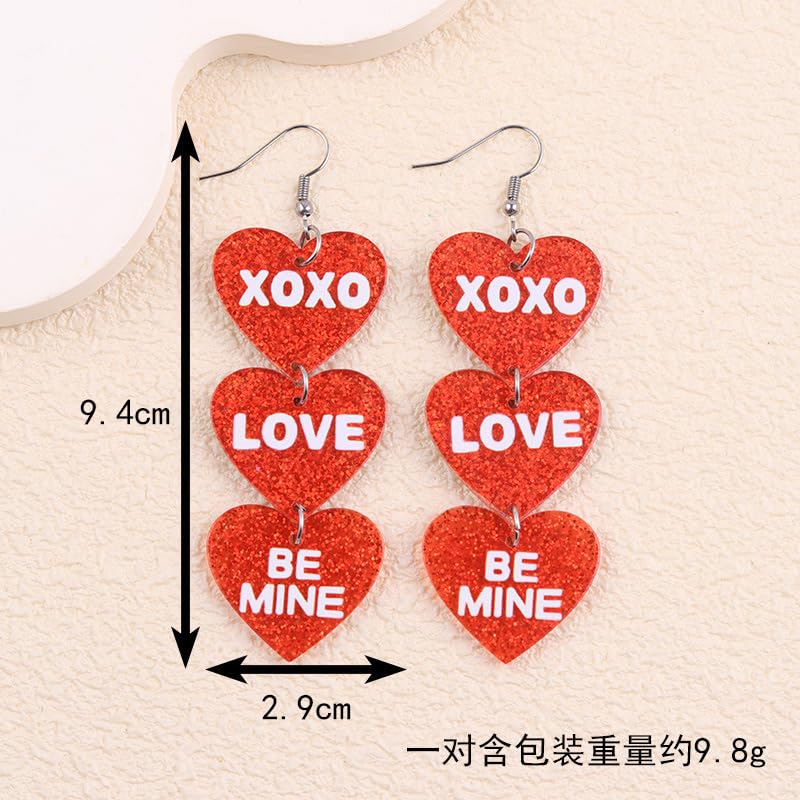 Colorful Shiny Love Heart Dangle Earrings Handmade Lightweight Glitter Acrylic Heart Shaped Hoop Earrings for Women Lovers Valentine's Day Mothers Day Party Jewelry Gifts - style: StyleG