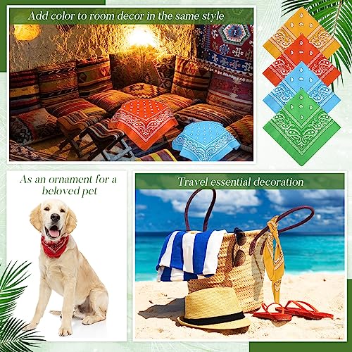 Handepo 200 Pcs Bandanas Bulk Paisley Bandanas Unisex Head Wrap Scarf Cowboy Headband Handkerchief for Women Men - color: Fresh