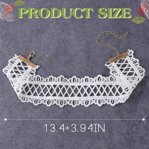 JAKAWIN Black Choker Necklace White Lace Chokers for Women - color: White
