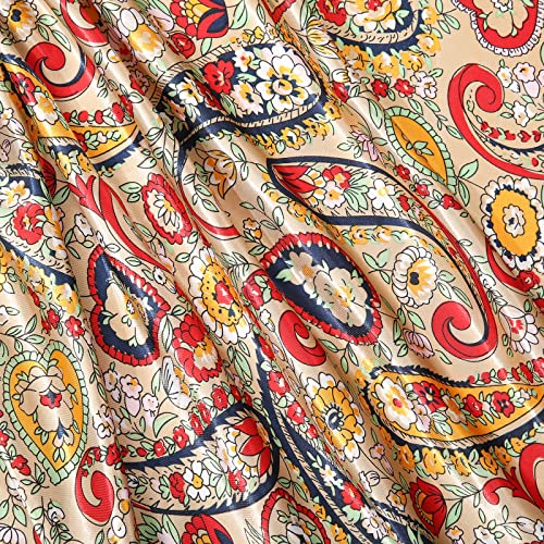 AWAYTR Satin Silk Scarf - Large Hair Bandana, Sleeping Wrap for Women - color: Cashew(champagne)
