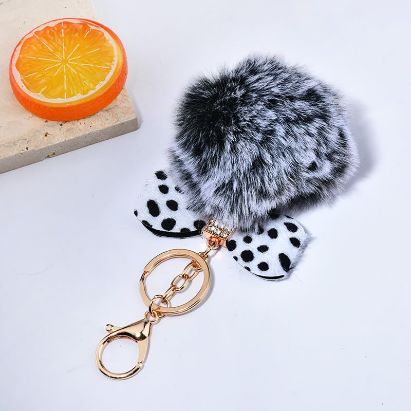 Leopard Faux Fur Keychain for Purse Charms for Handbags Leopard Plush Key Chain for Car Keys - color: Color 17