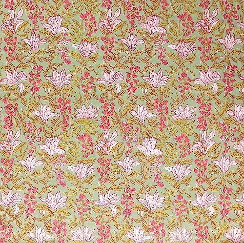 AVKA Studio 100% Cotton Bandanas for Women & Men, 2 Pack 20x20 Inch, 22x22 inch Hand Printed, Lightweight Cotton Handkerchief - color: Green & Pink, size: 20 x 20 Inches