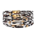 Circle Charm Leather Wrap Bracelet Bohemia Multilayer Leopard Handcrafted Layered Cuff Boho Multi-Chain Bracelet for Women Teen Holiday Jewelry - color: Style B