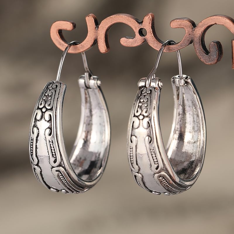 Boho Earrings, Women Earrings, Artisian Earrings, Gift for Her, Silvery Textured Earrings
