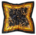vabovin Satin Head Scarf for Women Silk Like Hair Scarf, 35 x 35 in | Silk Feel Fabric, Hair Wrap for Sleeping, Headscarf and Neck Scarf, Square Bandana Style, Fashion Accessory - color: 014 Black Golden Chain Print