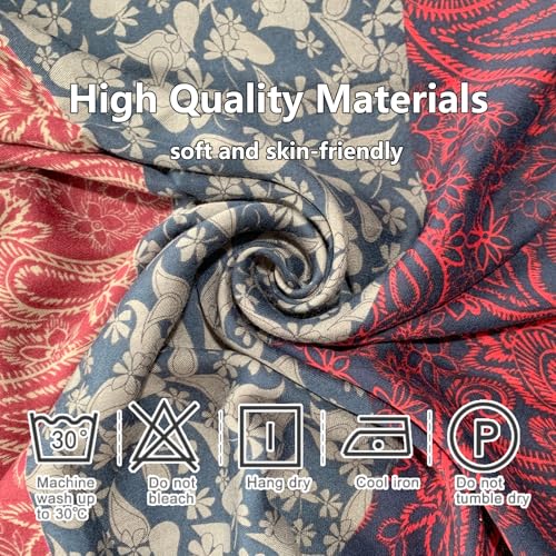 Paisley Pashmina Feel Shawls Wraps for Women Rave Scarf Soft Silky Exotic Boho All Seasons - color: Red