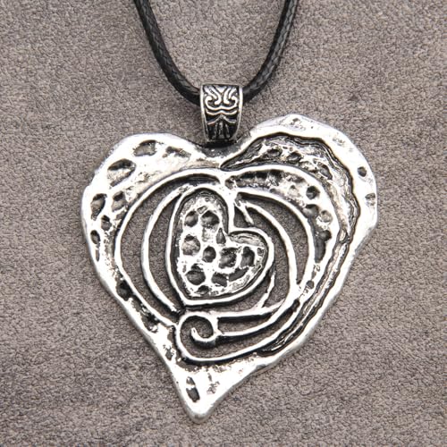 Bohemian Women's Leather Long Pendant Necklace Sweater necklace Adjustable Retro Woven Handmade Jewelry - color: Silver Love Necklace