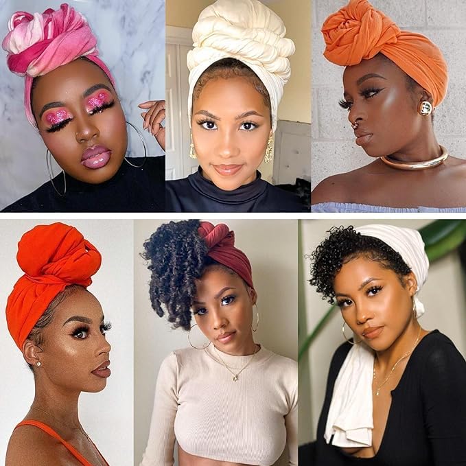 Head Wraps for Black Women African Head Wrap Lightweight for Women Long Plain Turban Hair Scarf Scarves - color: 1 Pc-beige