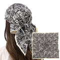 RIIQIICHY Women Head Hair Scarf Like Satin Silk Scarf Sleeping Hair Wrapping Night 27.5" - color: Black/White/Grey