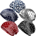 SATINIOR 5 Pieces Women's Slouchy Beanie Chemo Hat Stretch Cancer Head Wraps Sleep Head Scarf for Cancer Patient - color: Multicolor, style: Flowers Style