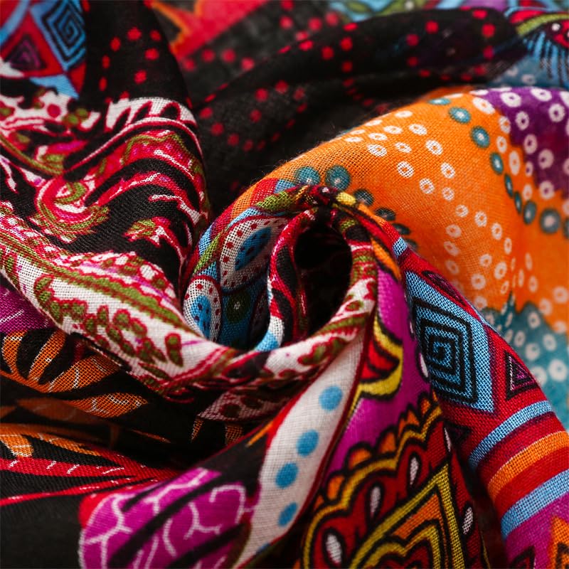 WZX Boho Scarf for Women, 70"x35" Large Lightweight Shawl Wrap for Travel, Sun Protection, Office & All-Season Wear - color: 014