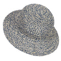 Womens Sun Hat Handmade Crochet Straw Bucket for Summer Foldable Travel Cap - color: Beige & Blue