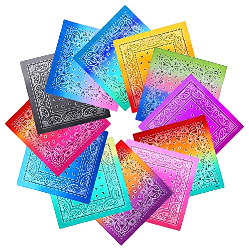 URATOT 12Pcs Paisley Cotton Bandana Printed Head Scarf Set | Rich color options classic paisley printed available for both adults and children with diverse usage scenarios - color: Mixed 12 Colors a