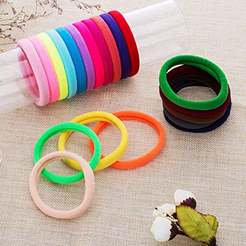 EBOOT 20 Pieces Large Stretchy Hair Ties Elastic Braids Bands Ponytail Holders Headband for Thick Heavy and Curly Hair School Home(5 cm in Diameter, 1 cm in Width,Multicolor) - color: Multicolor