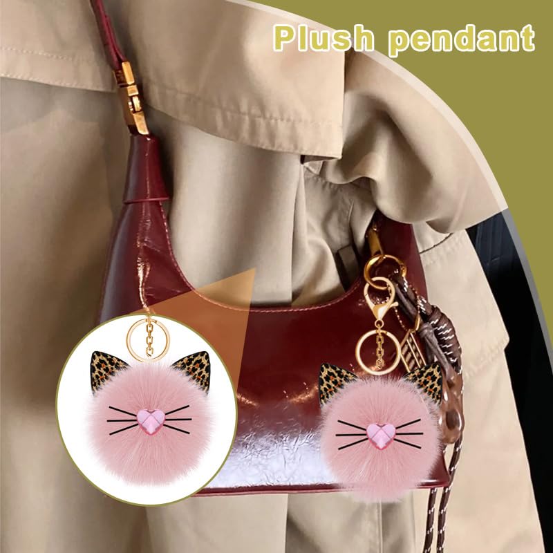 Leopard Faux Fur Keychain for Purse Charms for Handbags Leopard Plush Key Chain for Car Keys - color: Color 3