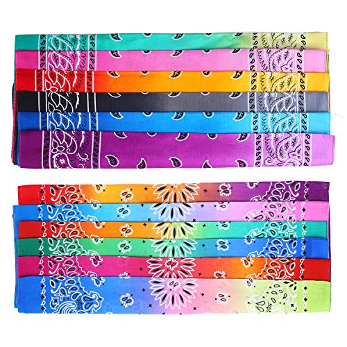 URATOT 12Pcs Paisley Cotton Bandana Printed Head Scarf Set | Rich color options classic paisley printed available for both adults and children with diverse usage scenarios - color: Mixed 12 Colors a