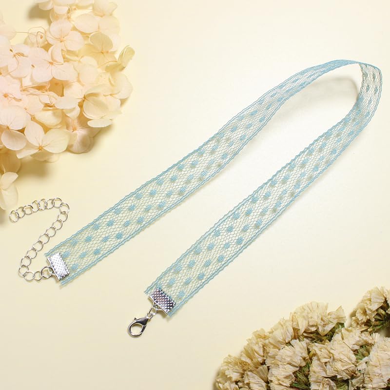 Nova&Aria Chokers Set For Women Heart Choker Necklaces Flower Pendant Velvet Cute Pink Turquoise Blue White Black Choker Necklace Christmas Colorful Lace Chokers - color: Green B