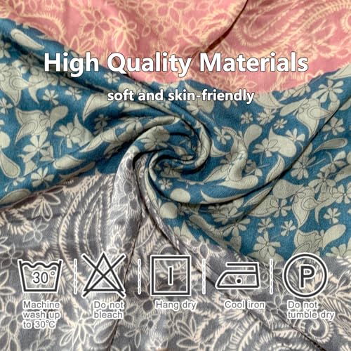 Paisley Pashmina Feel Shawls Wraps for Women Rave Scarf Soft Silky Exotic Boho All Seasons - color: Pink