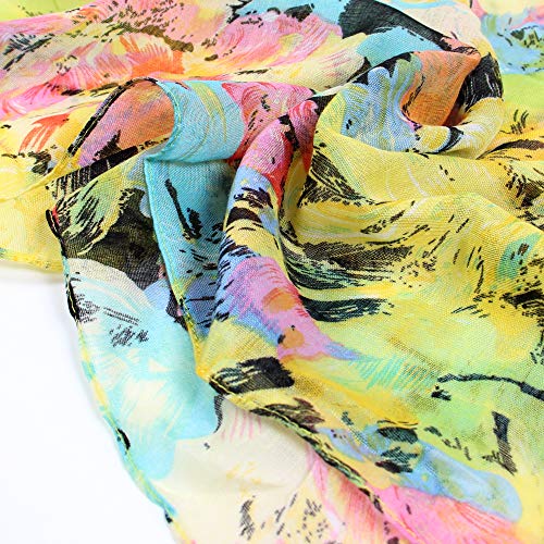 Scarfand's Romantic Rose Prints & Floral Patterns Lightweight Infinity Fashion Scarves Wraps - color: Brush Stroke Yellow