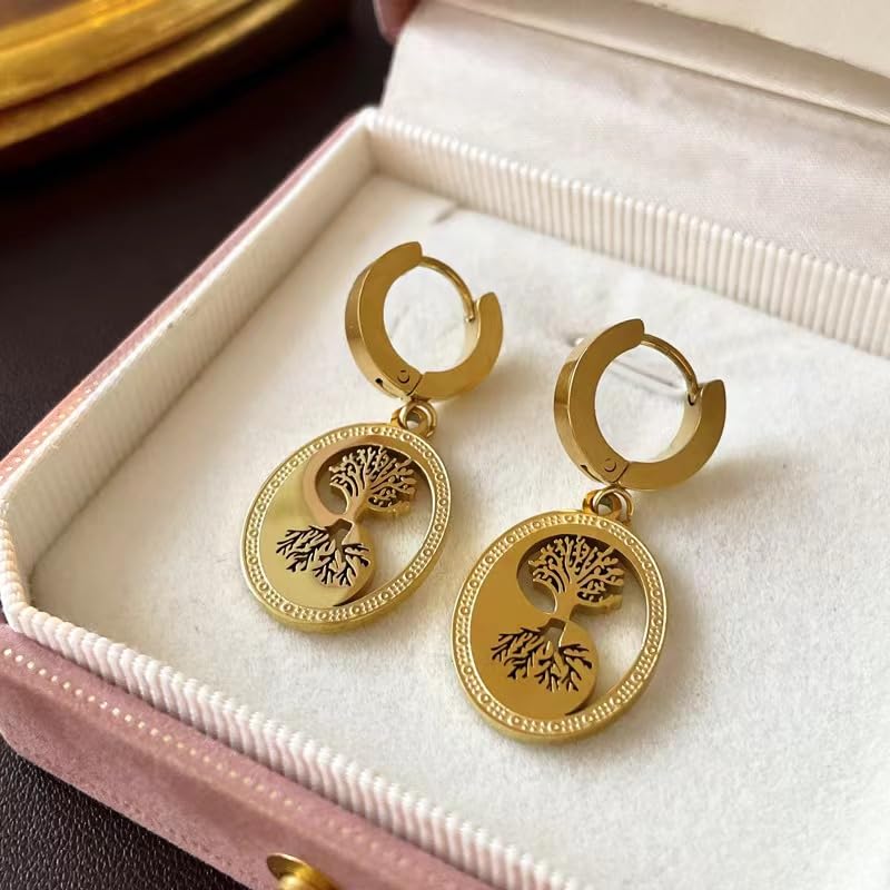 Silver/Gold Boho Dangle Statement Earrings for Women Trendy,Handmade Vintage Dainty Cute Long Drop Summer Earrings,fashion Accessories Jewelry Gifts - color: A23 Treelife Gold dangle