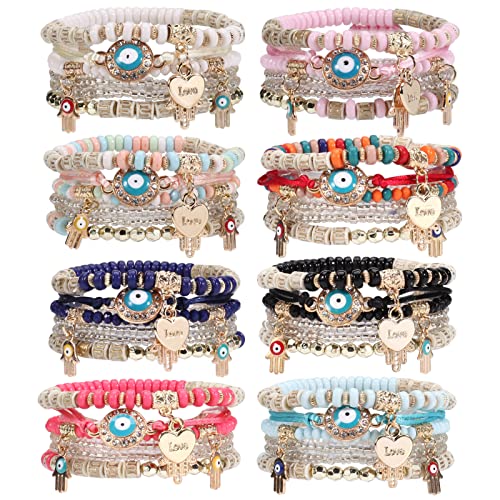 Bracelets Bohe Multilayer Chain Tassel Stackable Charm Stretch Statement Bracelet Set - color: Color2