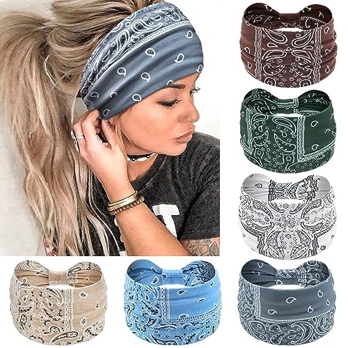 Awumbuk Wide Headbands for Women Knotted No Slip Head Bands Soft Turban Headband Hair Accessories Boho African Solid Color Head Wraps for Women Yoga Workout (Nature) - color: Nature