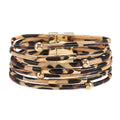 Circle Charm Leather Wrap Bracelet Bohemia Multilayer Leopard Handcrafted Layered Cuff Boho Multi-Chain Bracelet for Women Teen Holiday Jewelry - color: Style A