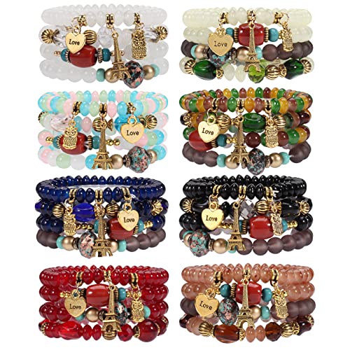 Bracelets Bohe Multilayer Chain Tassel Stackable Charm Stretch Statement Bracelet Set - color: Color3