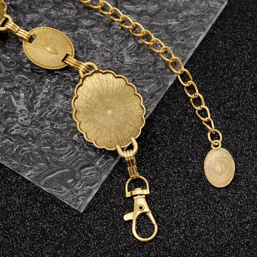 Women's Concho Chain Belt Western Cowgirl Metal Waist Chain Belt for Dress - color: C Gold, size: L: 53.1 in