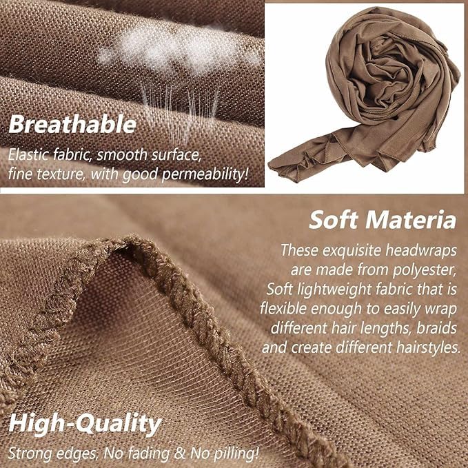 Head Wraps for Black Women African Head Wrap Lightweight for Women Long Plain Turban Hair Scarf Scarves - color: 1 Pc-camel