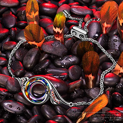 Kate Lynn Rise From the Ashes Phoenix Bracelet Made with Crystals from Austria, Adjustable Slider Bracelet for Women, Packaged with Jewelry Box, Birthday Gift for Women, Symbol of Luck and Renewal - color: Volcano - Sterling Silver