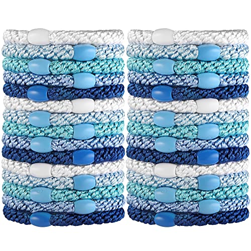 Funtopia High Elastic Hair Bands - 30 Pcs No Crease Soft Ponytail Holders & Sports Hair Ties for Thick Hair - color: 2.Blue