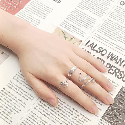 PARCOM Adjustable Women Stackable Ring, 925 Sterling Silver Open Rings - Trendy Eternity Cubic Zirconia Stackable Band Engagement Promise Ring for Her, Hypoallergenic Non Tarnish Nature Bird Floral Thumb Rings - color: Dachshund